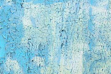 Obraz premium Old flaky paint on a metal surface. Blue grunge texture