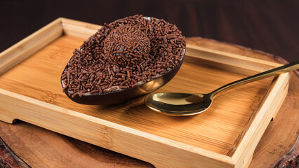 Chocolate Easter Egg filled with brigadeiro (brigadier), Goumert egg chocolate tradition in Brazil.