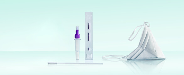 Corona Schnelltest und eine FFP2 Maske