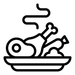 Cooked food icon, Supermarket and Shopping mall related vector