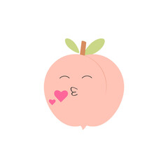 Peach in love. Peach icon. Sticker. Vector graphics