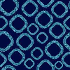 seamless pattern with decorative blue elements on a dark blue background for prints on fabric, packaging and also for interior decoration of rooms or corridors