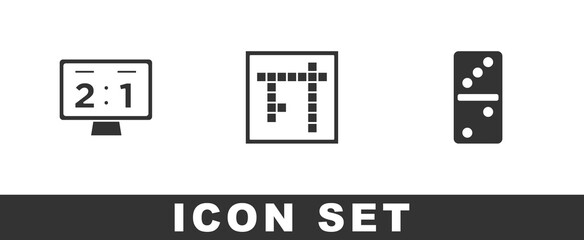 Set Sport mechanical scoreboard, Bingo and Domino icon. Vector