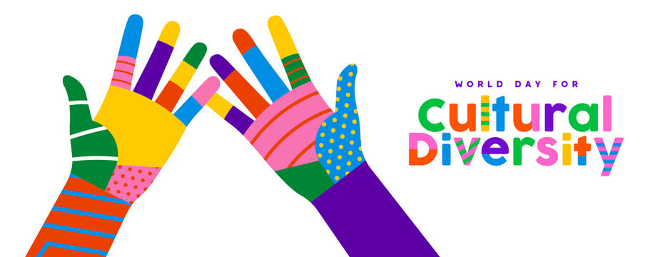 Cultural Diversity day colorful high five hand