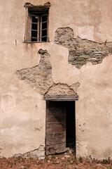 Entrance to derelict building in Corsica