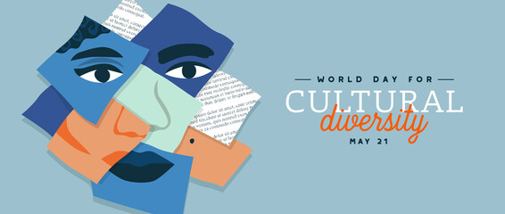 Cultural Diversity ethnic people face mix banner