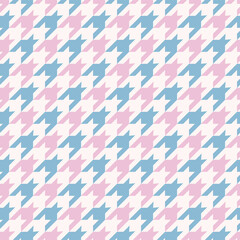Vector houndstooth traditional  seamless pattern with modern blue pink feminine color background. Use for fabric, textile, interior decoration elements, wrapping.