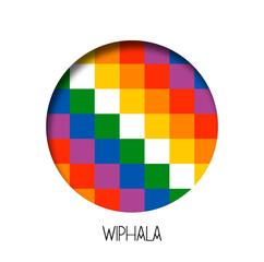 Indian wiphala flag paper cut circle isolated