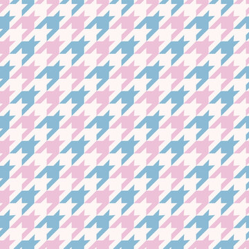 Vector houndstooth traditional  seamless pattern with modern blue pink feminine color background. Use for fabric, textile, interior decoration elements, wrapping.