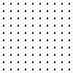 Square seamless background pattern from geometric shapes are different sizes and opacity. The pattern is evenly filled with black fir-tree symbols. Vector illustration on white background