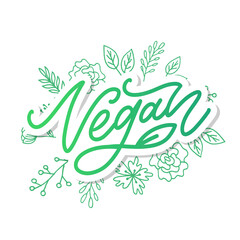 Vector illustration, food design. Handwritten lettering for restaurant, cafe menu. Vector elements for labels, logos, badges, stickers or icons. Calligraphic and typographic collection. Vegan menu