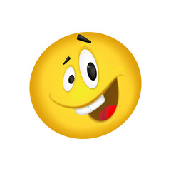 Cheerful emoticon. Smiling face yellow. Vector illustration