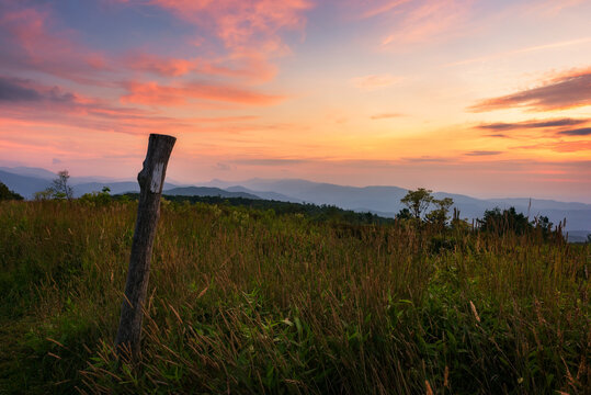 Scenic summer sunset from along the Appalachian Trail from Tennessee's Beauty Spot.