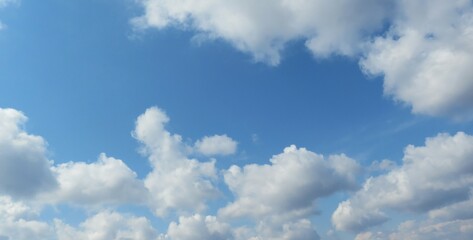 Naklejka na ściany i meble Beautiful blue sky with clouds, natural background