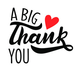A big thank you hand lettering vector. Appreciation phrases for commercial or membership cards, banners, posters. Words of gratitude for Thanksgiving day fall season for cards, banners, posters. 