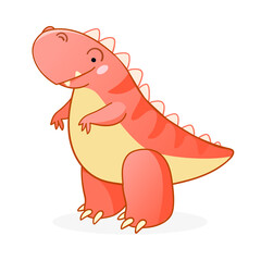 Cute dinosaur cartoon vector illustration. Kids Design for print, poster, invitation, t-shirt and badges.