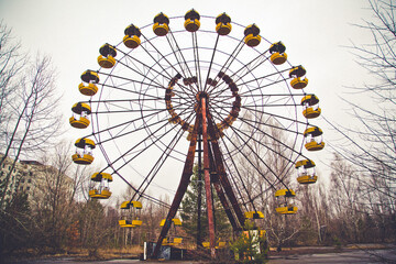 Ferris wheel in an abandoned amusement park in Pripyat, Chernobyl