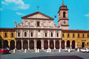 Fototapeta na wymiar Give me the cathedral in the historic center of the city in the 60s