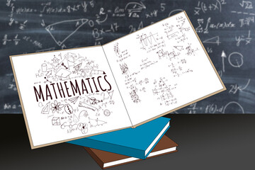 Naklejka premium Math physics formulas in the book