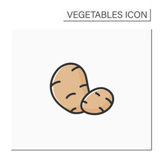 Potato color icon. Spuds. Edible plant. Vegetarian, healthy nutrition. Health benefits. Agriculture concept. Isolated vector illustration