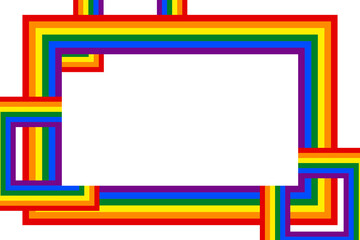 Flag LGBT icons, squared frame. Template border, vector illustration. Love wins. LGBT symbols in rainbow colors. Gay pride collection