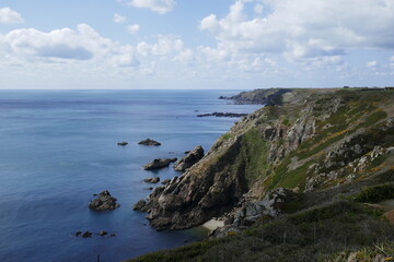 Rocky headland on coast of Guernsey