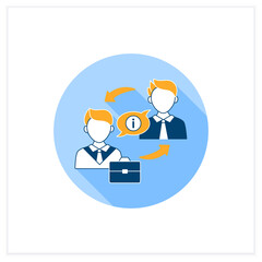 Exchanging information flat icon. Exchanging networks, thoughts, knowledge with other people. Effective communication concept. Vector illustration