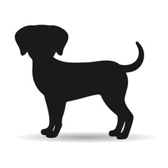 illustration of a silhouette of a black dog on a white background