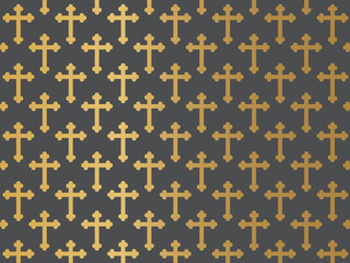 golden christian religion cross pattern - vector illustration