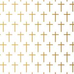 golden christian religion cross pattern- vector illustration