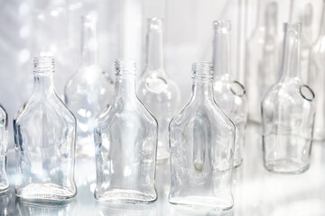 Empty bottles for wine in shop