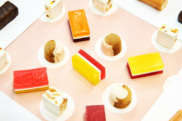 Pastries and cakes on the counter in store