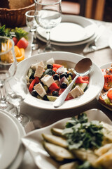 several salads on the holiday table