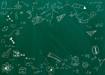 Handwritten equations on a green blackboard © Angelov
