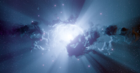 3d rendering. Space wallpaper and background. Universe with stars, constellations, galaxies, nebulae and gas and dust clouds