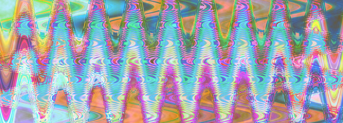 An abstract psychedelic glitch art banner background image.
