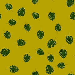Tropical palm leaves seamless pattern. Jungle background