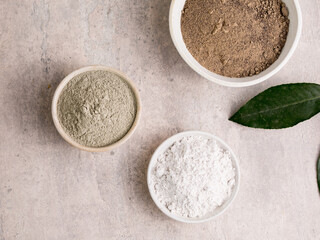 Maca root powder hemp or cannabis  flour and coca flour. Nutrition supplement - superfood from Andies