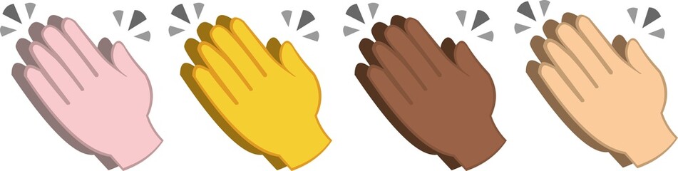 Vector illustration of different colored clapping hands emoticons