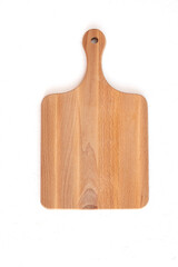 Wooden cutting board on a white background