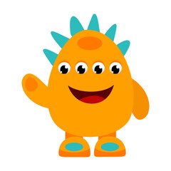 Cartoon orange monster for kids. Vector illustration.