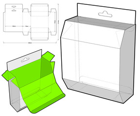 Box with Shelf Hanger Hole and Die-cut Pattern. The .eps file is full scale and fully functional. Prepared for real cardboard production.