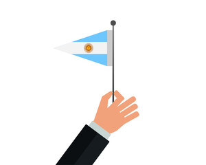 Person holding the flag of the Argentina. Argentina flag icon.
