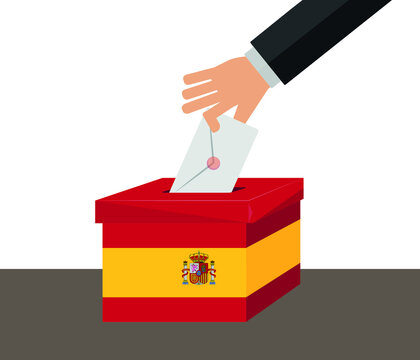 Spain Elections Vote Box Vector Work. People voting.