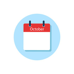 White daily calendar Icon October in a Flat Design style. Easy to edit Isolated vector Illustration.