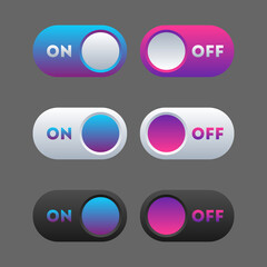 Icon set multi colored button in flat style. Easy editable vector isolated illustration. 