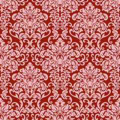 Seamless damask pattern in vector on an orange background 