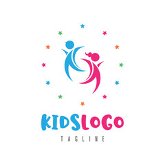 Kids logo concept, vector illustration