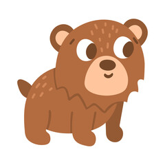 Fototapeta na wymiar Vector cartoon bear. Funny woodland animal icon. Cute forest illustration for kids isolated on white background. .