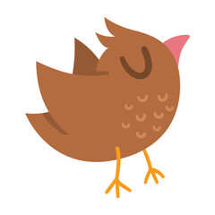 Vector flying bird. Funny woodland animal icon. Cute forest illustration for kids isolated on white background. .